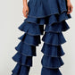 Trendy Clubwear Denim Ruffled Wide Leg Pant Two-Piece Set - Xtreme Shopper
