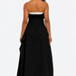 Trendy Strapless Belted Trench Maxi Dress