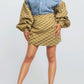 Plus Size Trendy Denim & Monogram Puff Sleeve Top and Mini Skirt Two-Piece Set - Xtreme Shopper