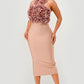 Rose Applique Halter Midi Evening Party Dress - Xtreme Shopper