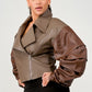 Trendy Two-Tone Faux Leather Jacket with Layered Sleeves - Xtreme Shopper