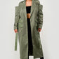 Olive Green Longline Trench Coat with Belt - Xtreme Shopper