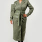 Olive Green Longline Trench Coat with Belt - Xtreme Shopper