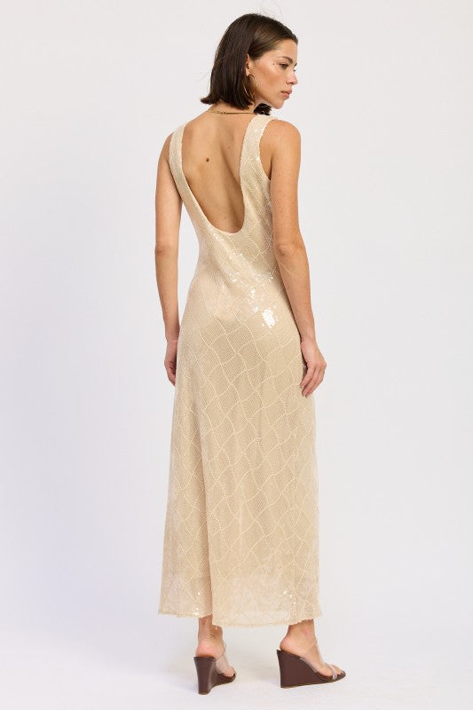 Eveningwear V-Neck Sequin Maxi Dress - Xtreme Shopper