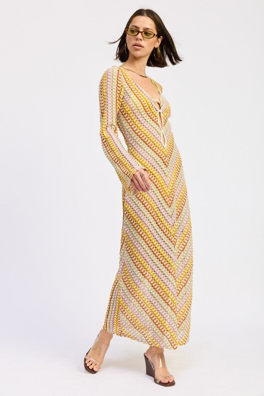 Boho Chevron Stripe Crochet Maxi Dress - Xtreme Shopper