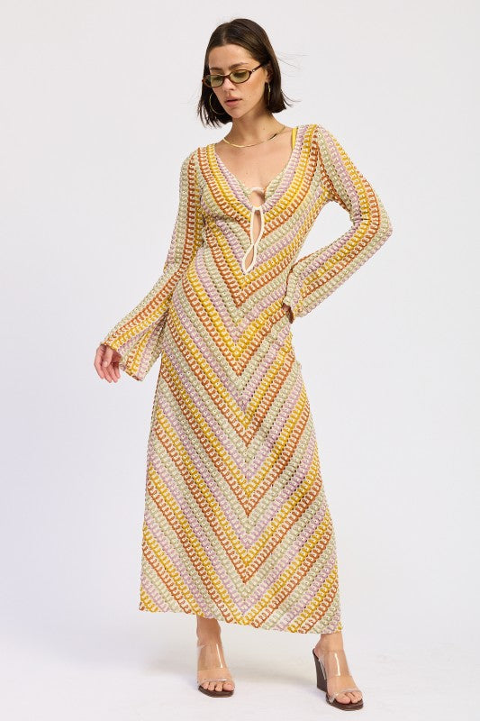 Boho Chevron Stripe Crochet Maxi Dress - Xtreme Shopper