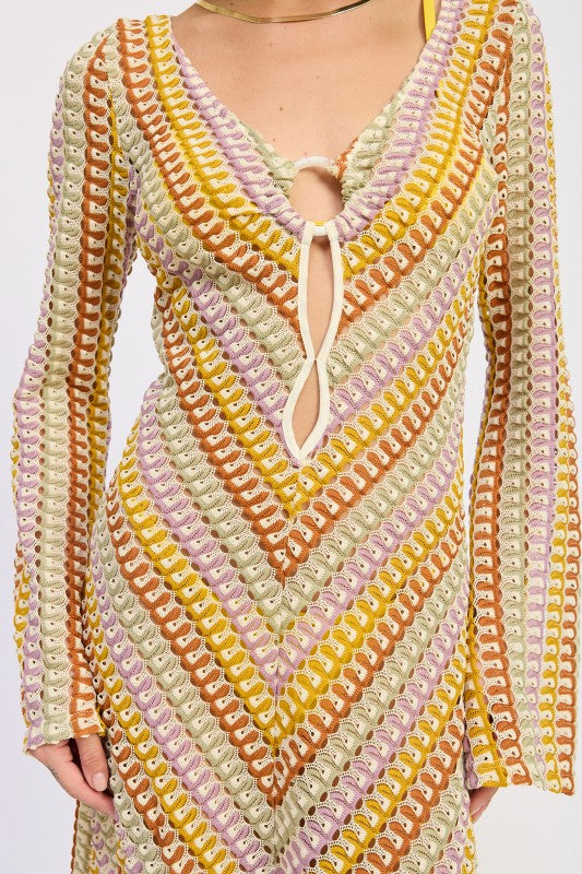 Boho Chevron Stripe Crochet Maxi Dress - Xtreme Shopper