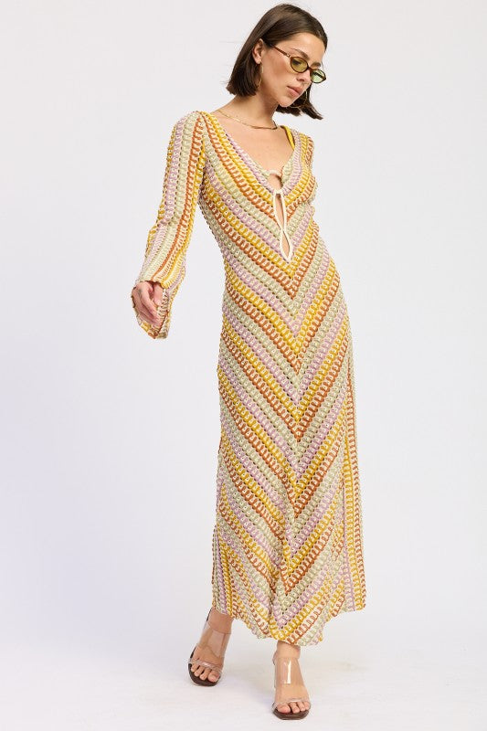 Boho Chevron Stripe Crochet Maxi Dress - Xtreme Shopper