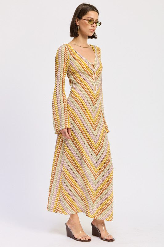Boho Chevron Stripe Crochet Maxi Dress - Xtreme Shopper