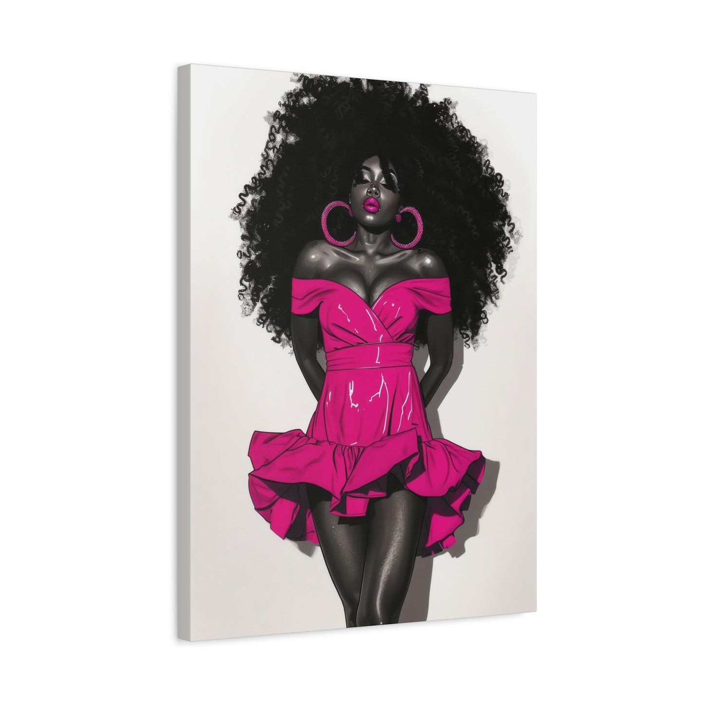 Pink Is My Color Black Woman Art Canvas Wall Print