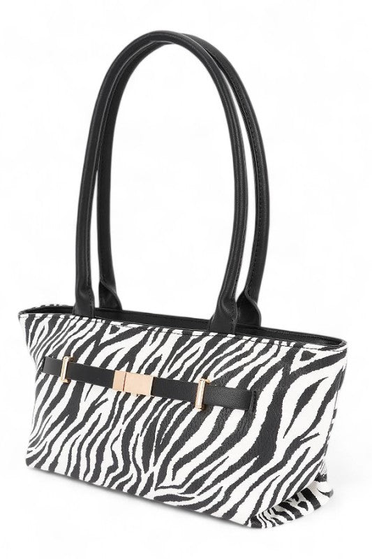 Zebra Printed Top Handle Shoulder Vegan Leather Bag - Xtreme Shopper