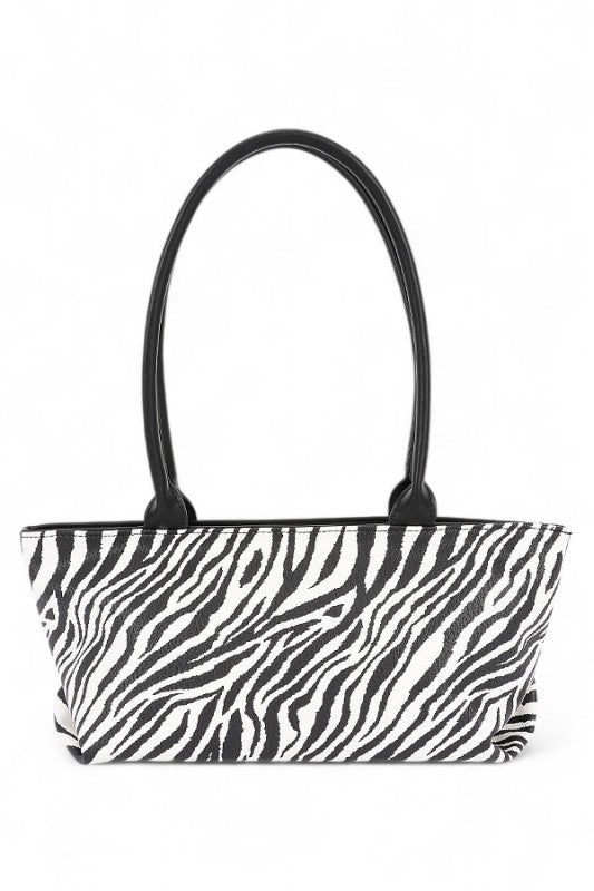 Zebra Printed Top Handle Shoulder Vegan Leather Bag - Xtreme Shopper