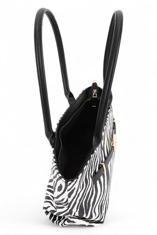 Zebra Printed Top Handle Shoulder Vegan Leather Bag - Xtreme Shopper