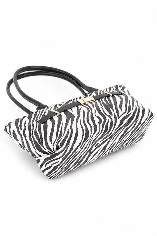 Zebra Printed Top Handle Shoulder Vegan Leather Bag - Xtreme Shopper