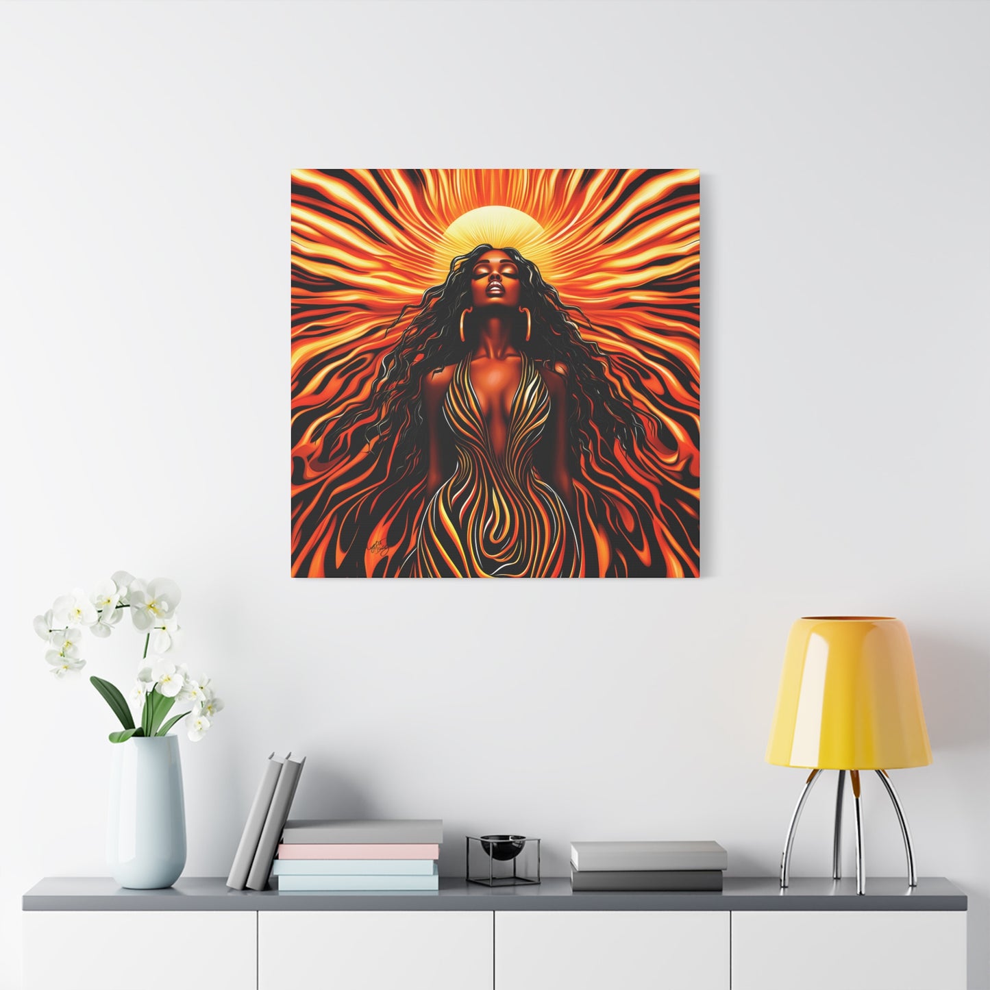Sunkissed Afrocentric Black Woman Abstract Art Canvas Wall Print