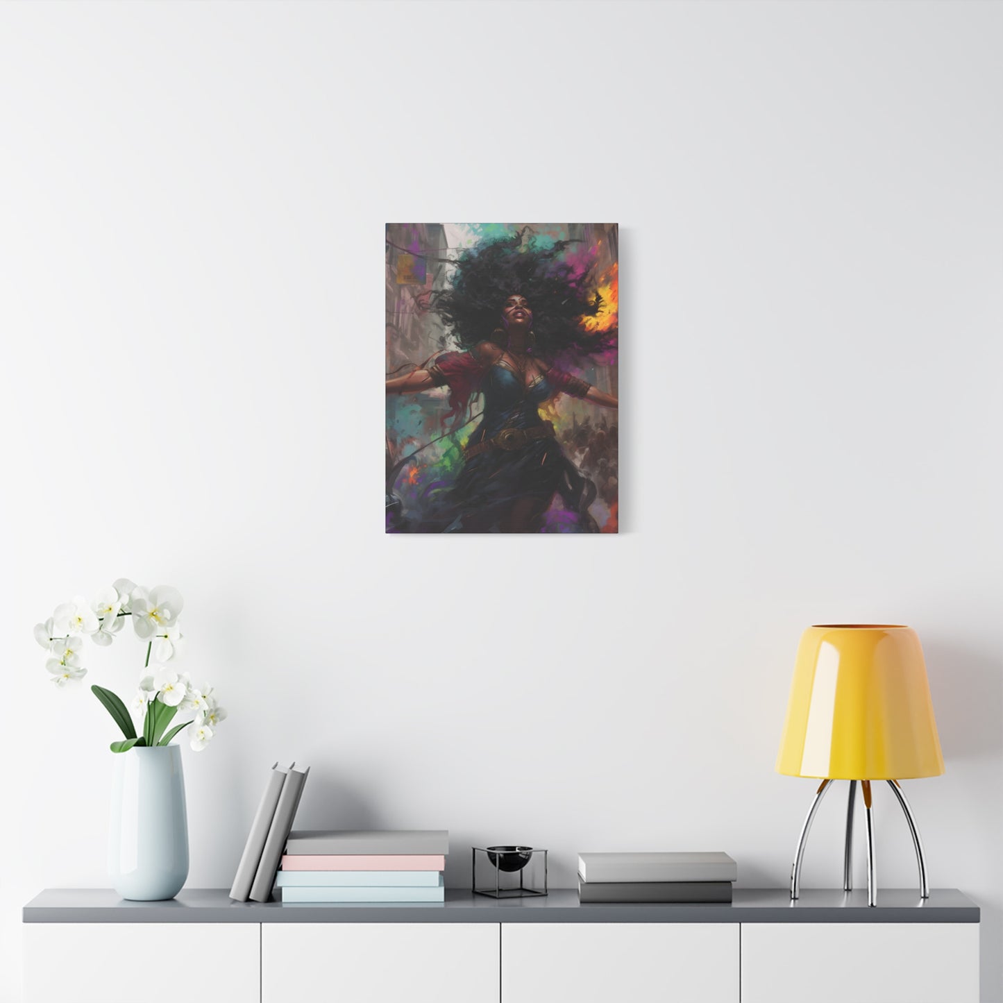 Flee To Freedom Afrocentric Abstract Black Woman Fantasy Alternative History Art Canvas Wall Print
