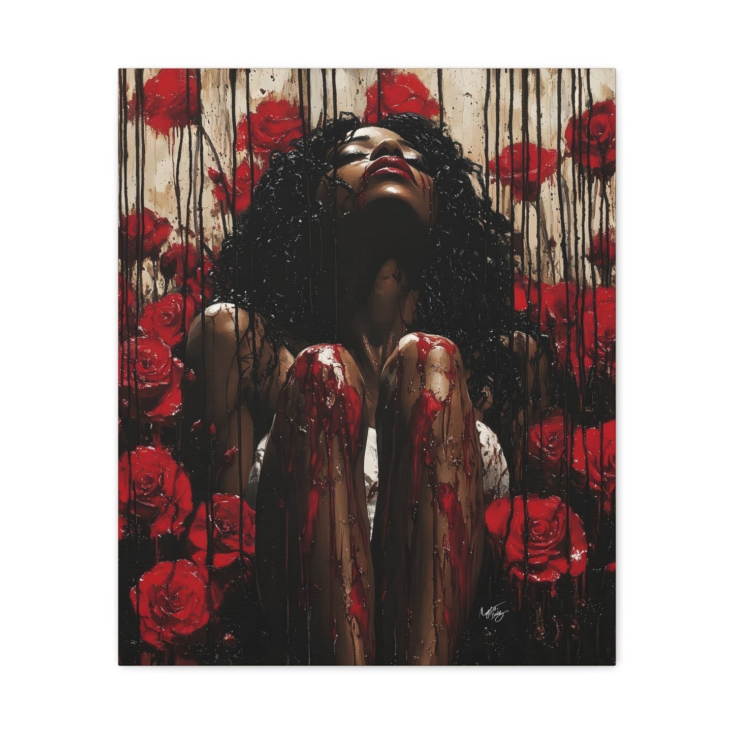 Like A Rose Black Woman Art Canvas Wall Print
