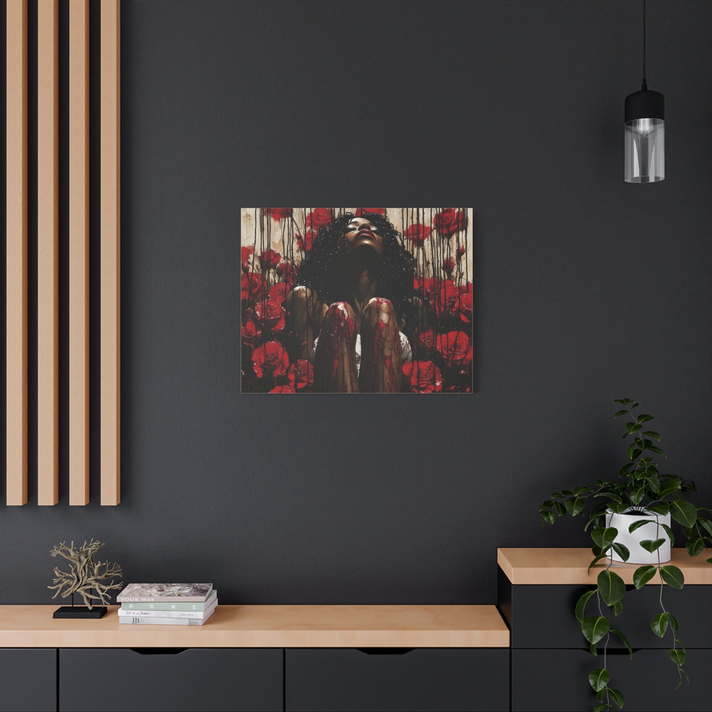 Like A Rose Black Woman Art Canvas Wall Print
