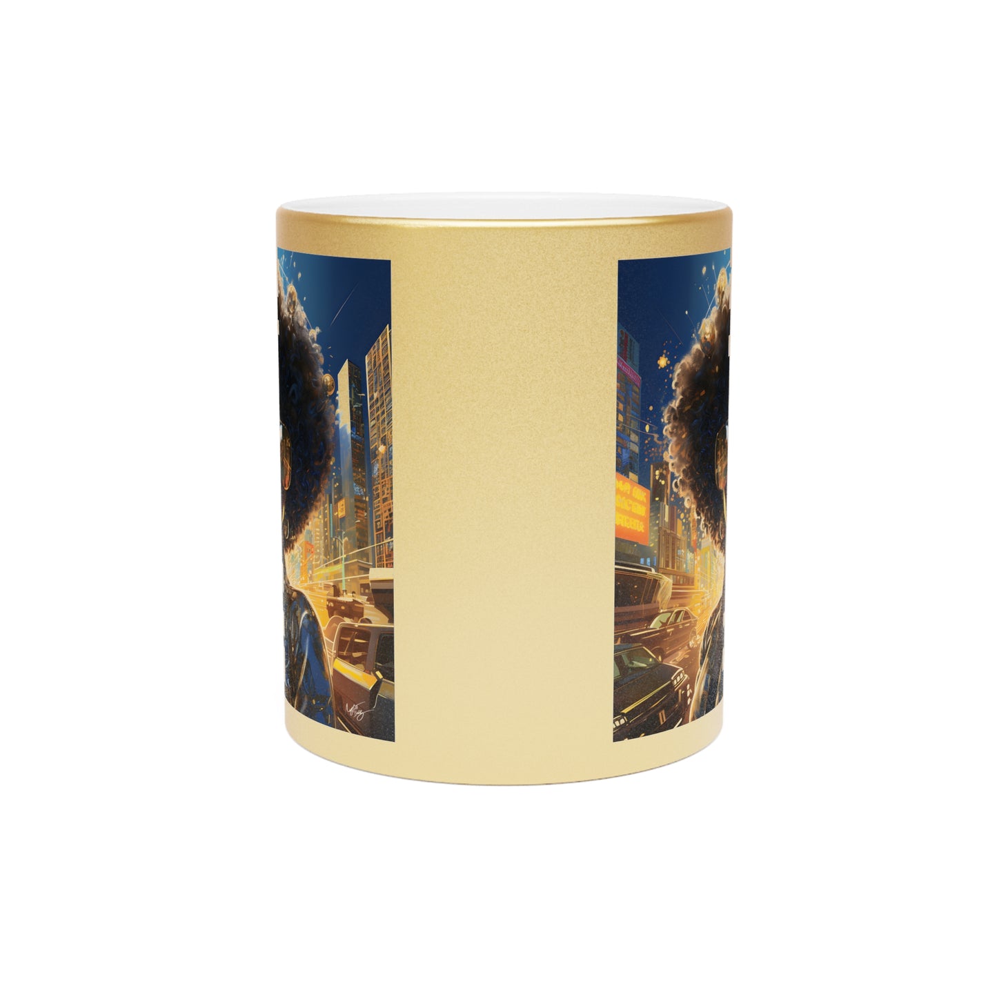Yeah I'm Fly Afrocentric Black Woman Art Gold Metallic Coffee Mug
