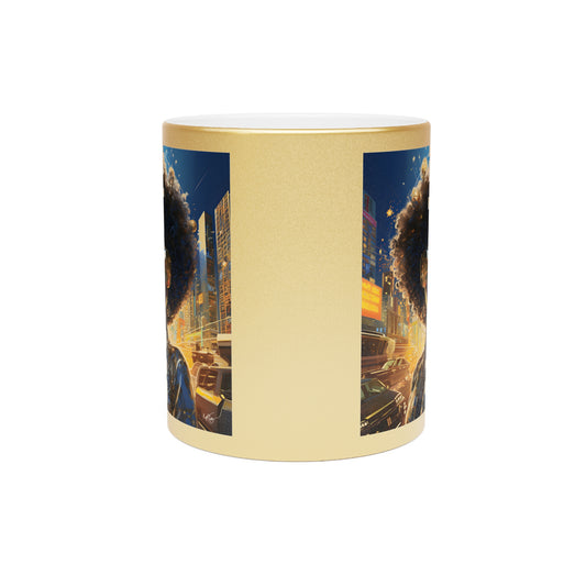 Yeah I'm Fly Afrocentric Black Woman Art Gold Metallic Coffee Mug