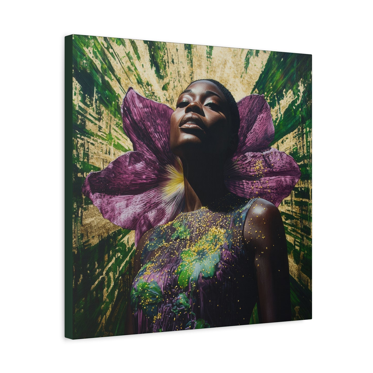 Blooming With Beauty Afrocentric Black Woman Inspirational Spiritual Art Canvas Wall Print