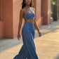 Boho Two-Piece Wide-Leg Pant Denim Set