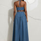Boho Two-Piece Wide-Leg Pant Denim Set