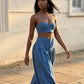 Boho Two-Piece Wide-Leg Pant Denim Set