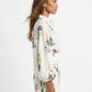 Painterly Botanical Linen Blouson Top and Shorts Set
