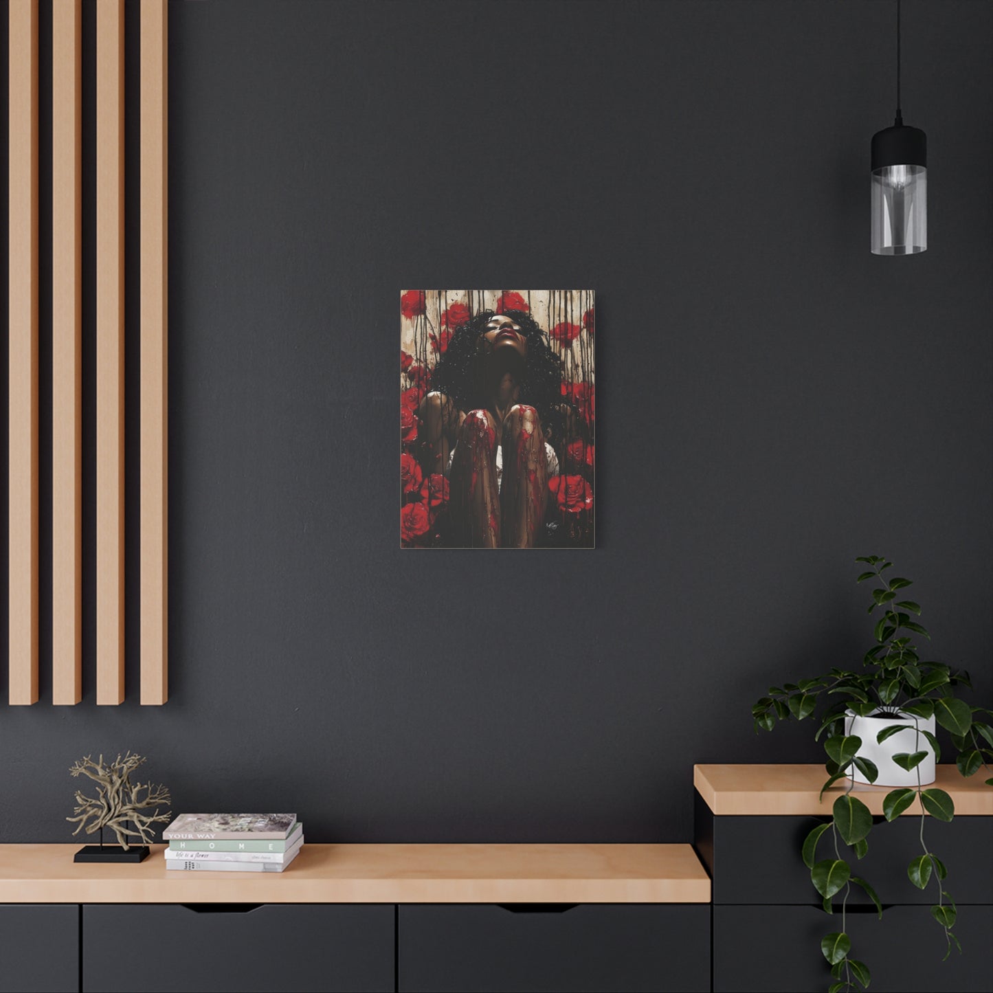 Like A Rose Black Woman Art Canvas Wall Print