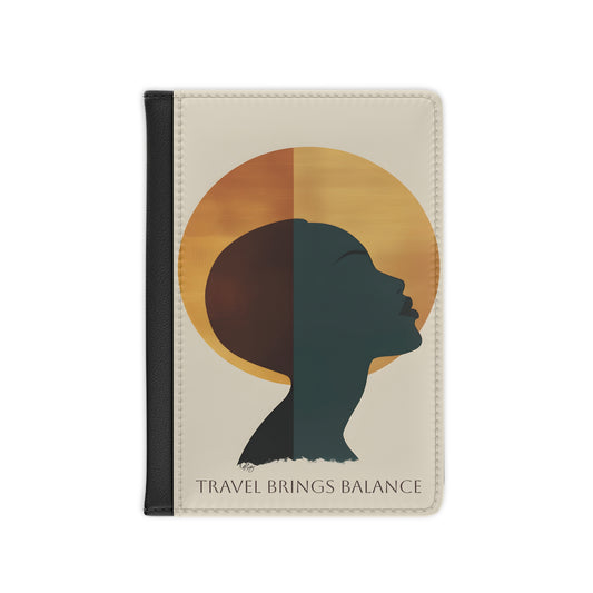 Travel Brings Balance Vegan Leather Black Art RFID Blocking Passport Cover