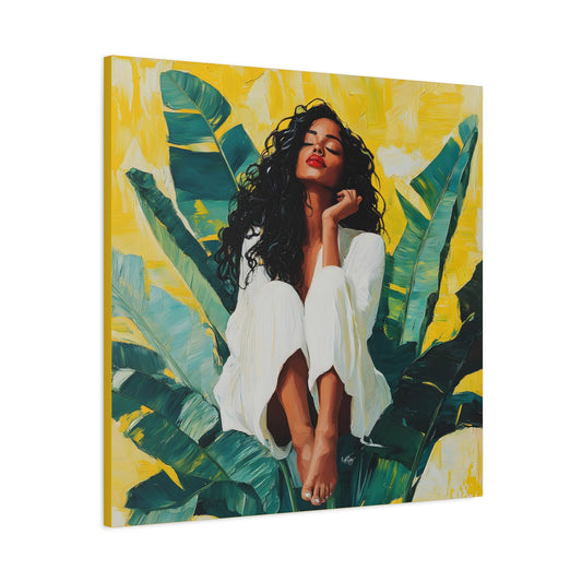 It's A Beautiful Day Afrocentric Black Woman Abstract Art Canvas Wall Print