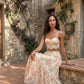 Whisper of Pastel Roses Floral Cropped Top and Maxi Skirt Set