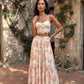 Whisper of Pastel Roses Floral Cropped Top and Maxi Skirt Set