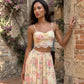 Whisper of Pastel Roses Floral Cropped Top and Maxi Skirt Set