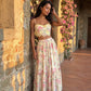 Whisper of Pastel Roses Floral Cropped Top and Maxi Skirt Set
