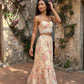 Whisper of Pastel Roses Floral Cropped Top and Maxi Skirt Set