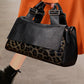 Chic Fashion Genuine Leather Trim Leopard Print Handbag