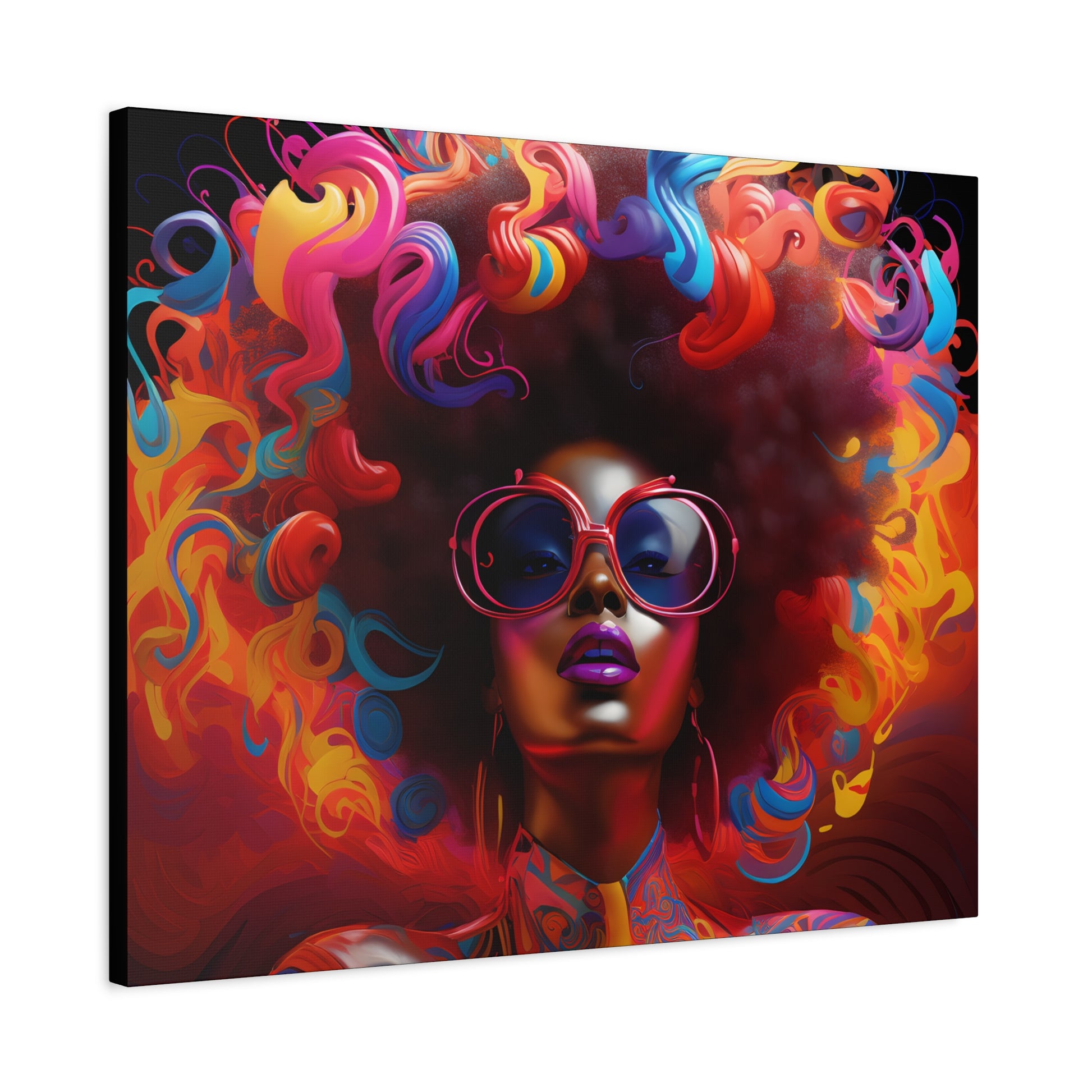 Groovy Summer Black Woman Psychedelic Themed Artwork Canvas Wall Print - Xtreme Shopper