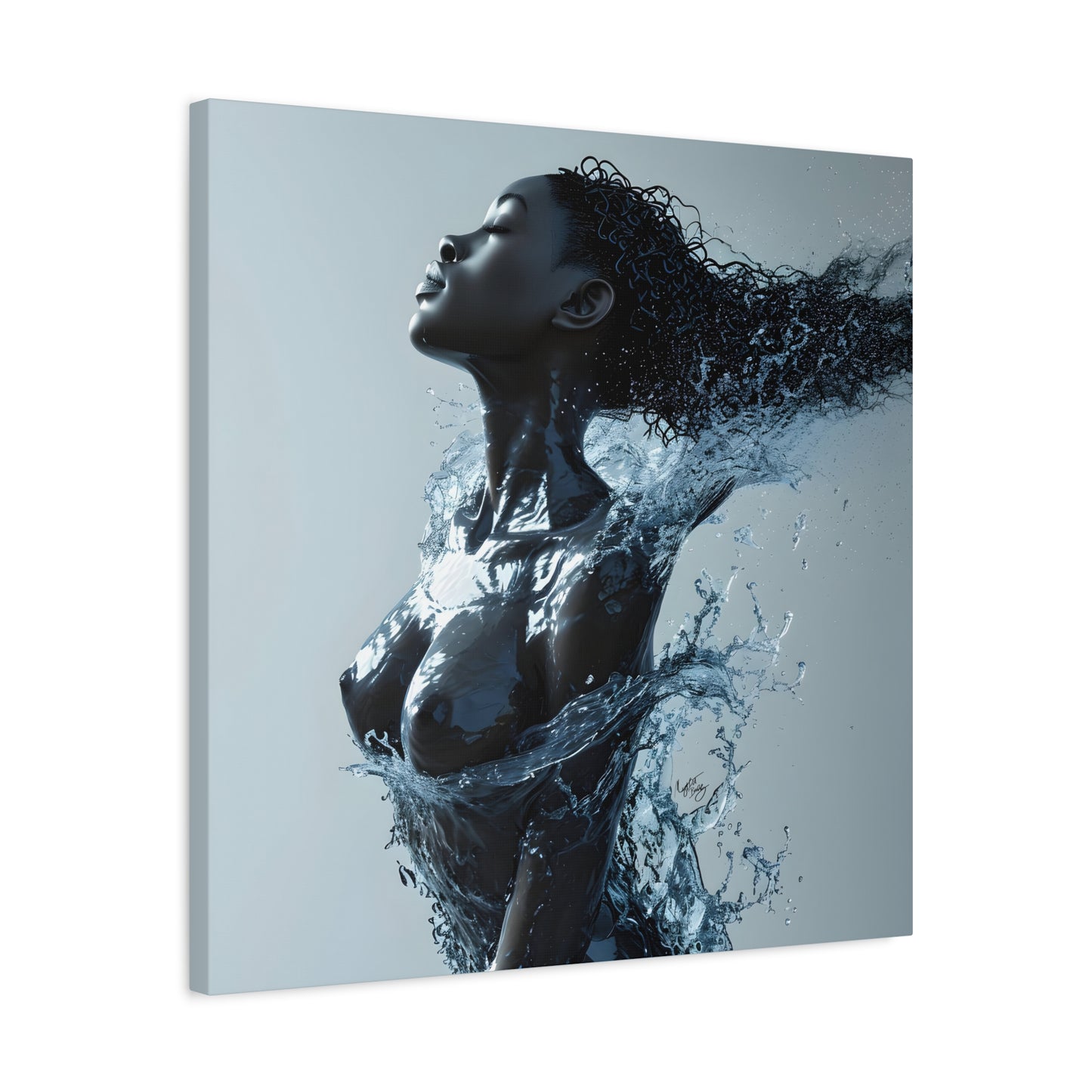 Moisturized and Unbothered Afrocentric Black Woman Art Canvas Wall Print