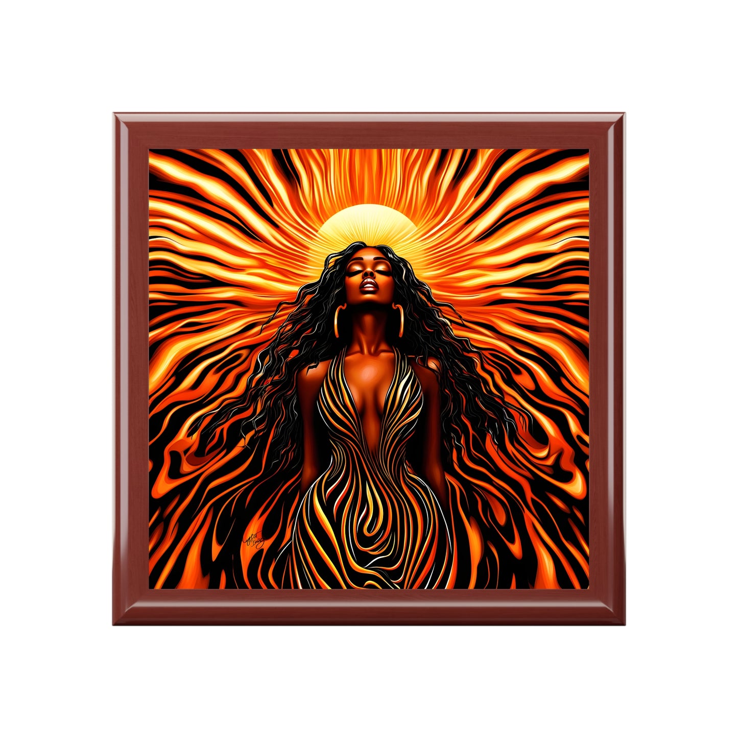 Sun Kissed Black Woman Afrocentric Art Themed Jewelry Box