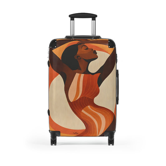 Retro Feelings Black Woman Art Hardshell Hardside Lockable Spinner Suitcase Luggage
