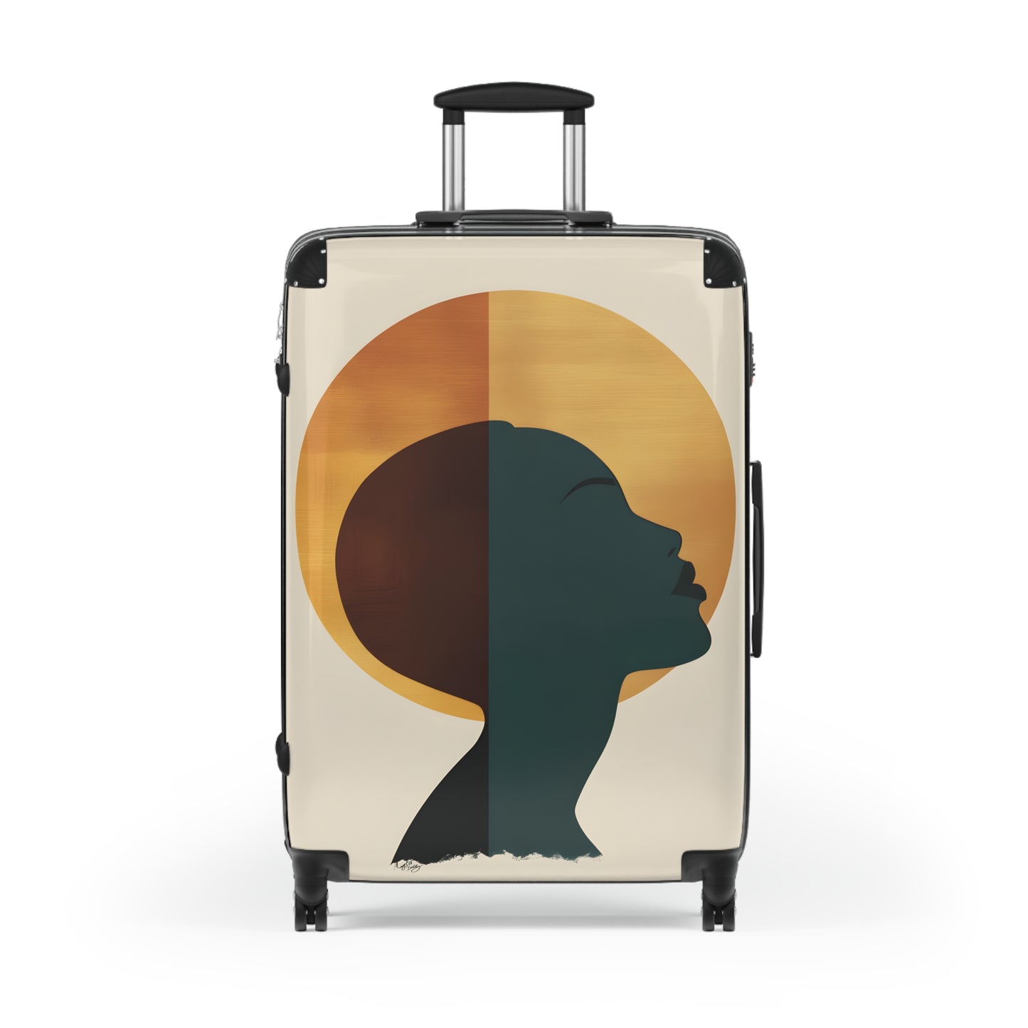 Travel Brings Balance Black Art Hardshell Hardside Lockable Spinner Suitcase Luggage