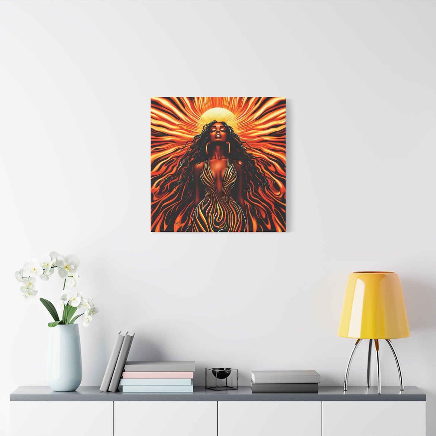Sunkissed Afrocentric Black Woman Abstract Art Canvas Wall Print