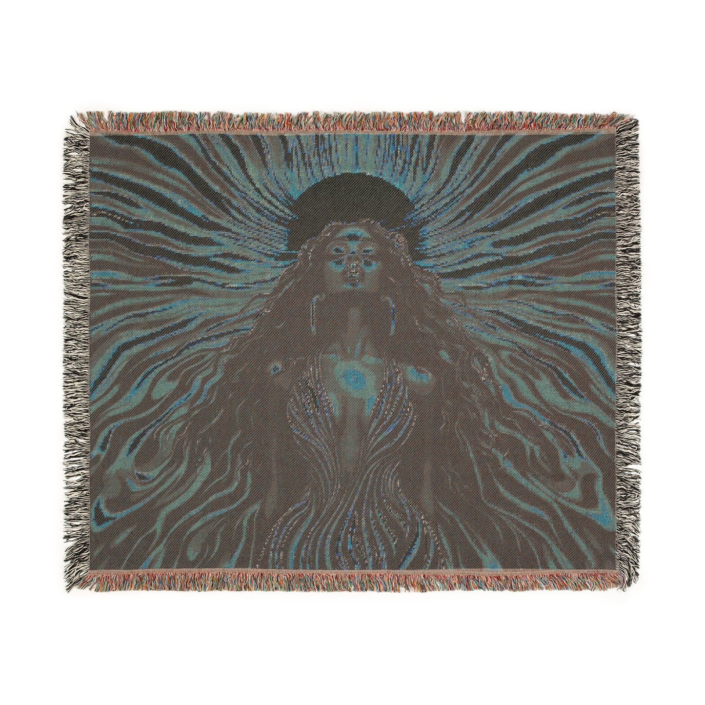 Sun Kissed Black Woman Art Woven Throw Blanket