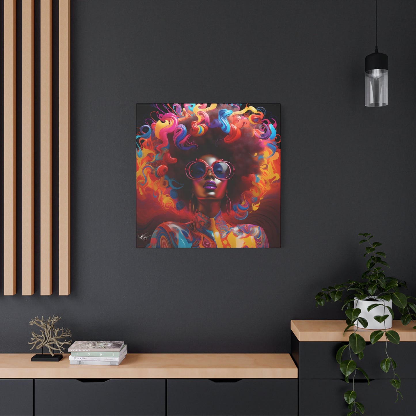 Groovy Summer Black Woman Psychedelic Themed Artwork Canvas Wall Print - Xtreme Shopper