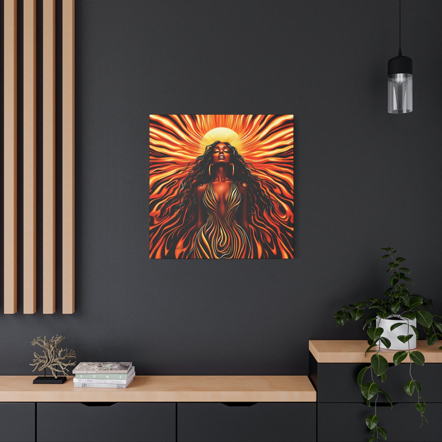 Sunkissed Afrocentric Black Woman Abstract Art Canvas Wall Print