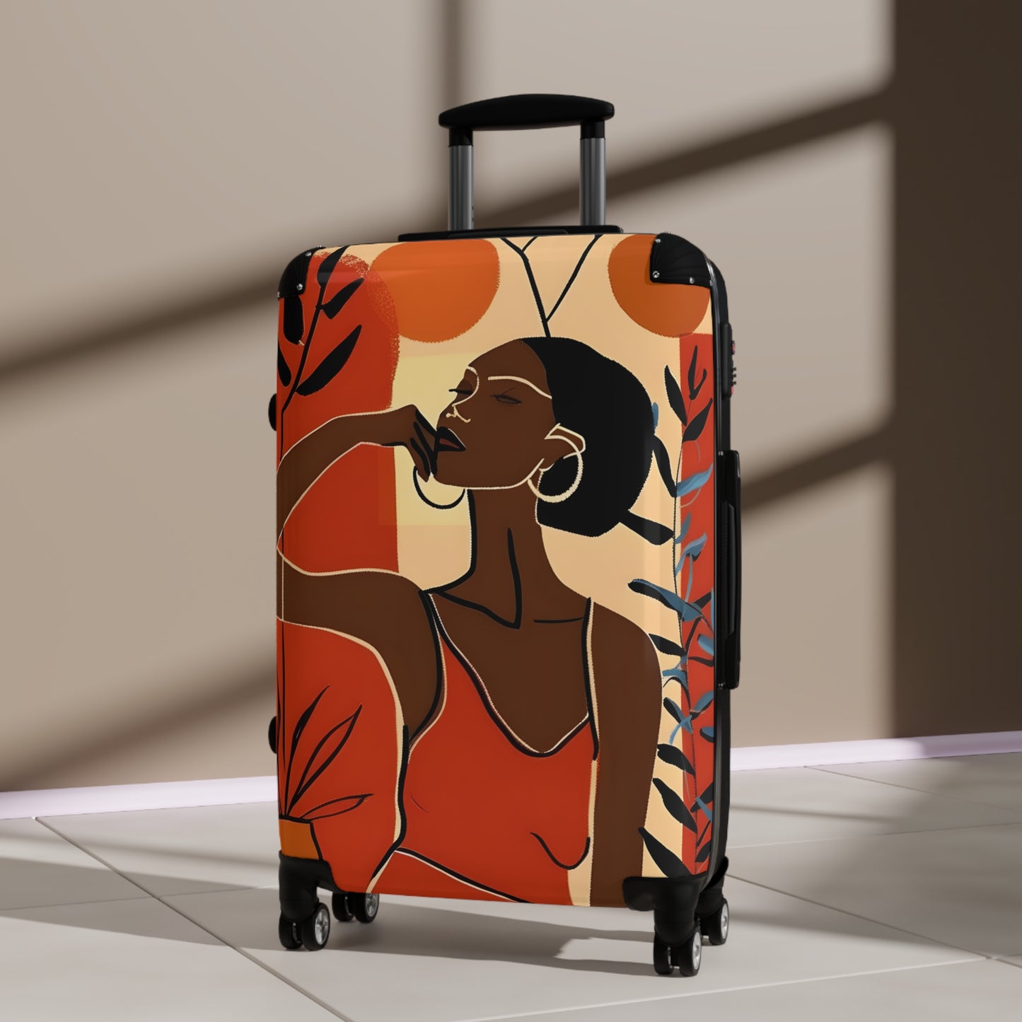 So Chill Abstract Black Woman Art Hardshell Hardside Lockable Spinner Suitcase