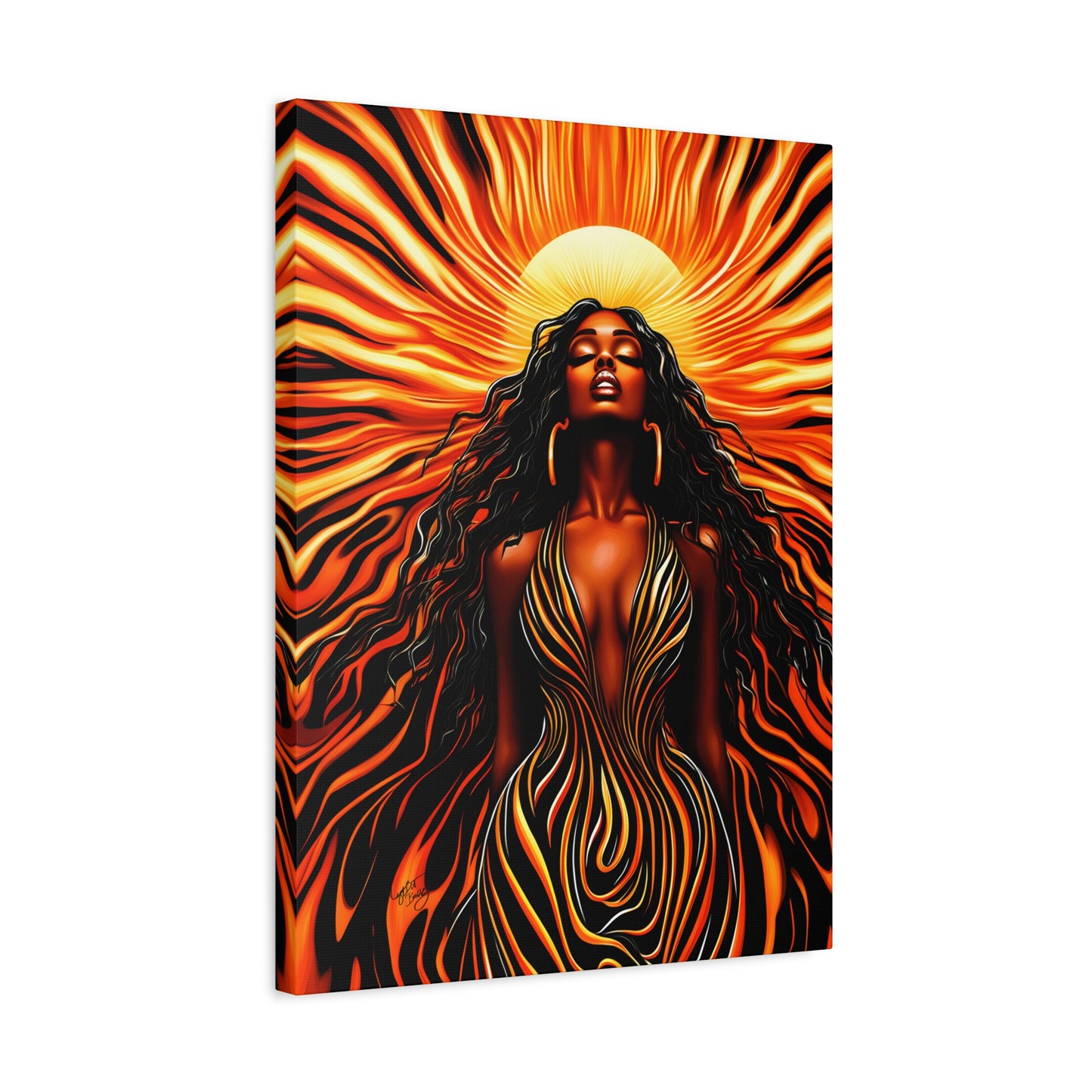 Sunkissed Afrocentric Black Woman Abstract Art Canvas Wall Print