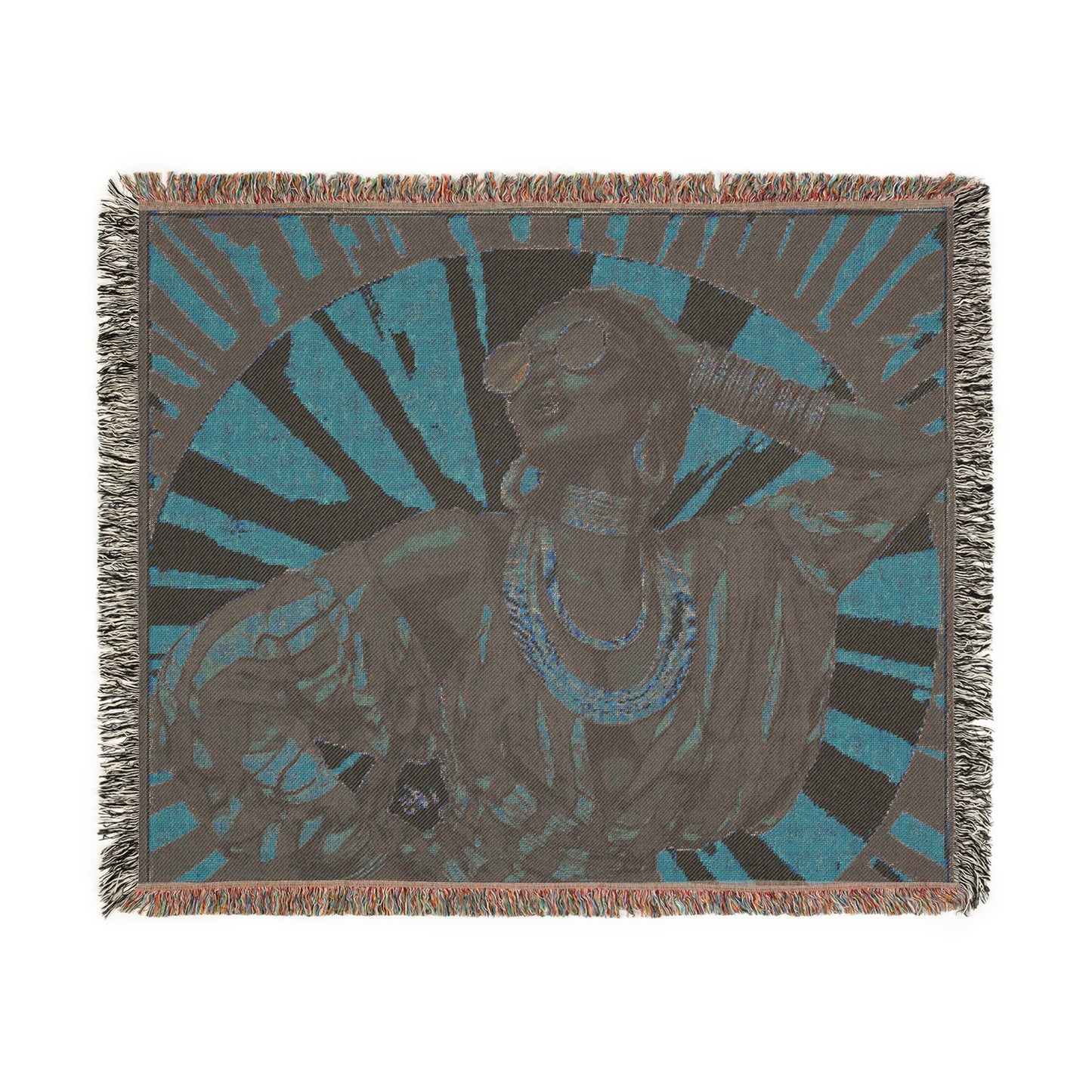 Vacation Vibin' Black Woman Afrocentric Art Woven Throw Blanket